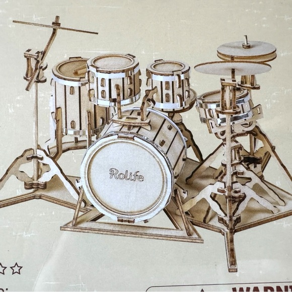 Rolife Drum Kit TG409 3D Wooden Puzzle – 246 PCS – DIY Music Room Model Kit - Picture 4 of 8